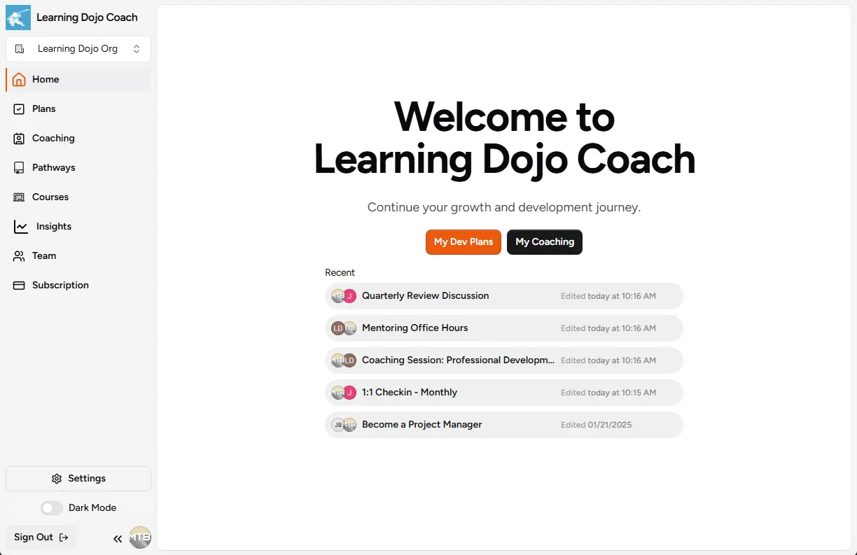 Coach App Interface